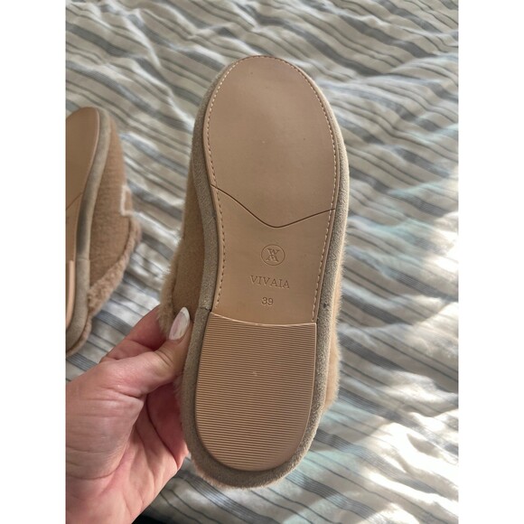 VIVAIA Round Toe Fluffy Mule Slippers in Khaki Brown Women’s Size 39 - Picture 9 of 10